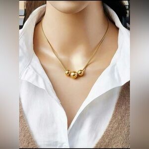 Triple Sphere Gold Necklace